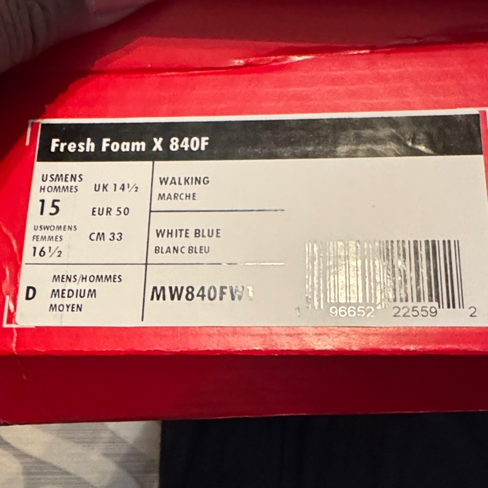 New Balance Fresh Foam X 840F White and Navy Sneakers